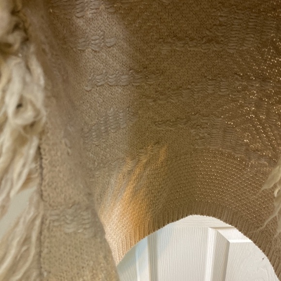 Lucky Brand Cowl Neck Poncho Fringed Knitted Sweater Tan Women’s Size XS Small - Picture 7 of 7